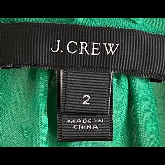 J.  Crew Green Swiss Dot Silk Blend L/S Sheer Blouse sz 2 - Picture 8 of 9